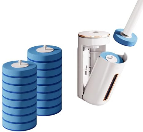 Chovbe Disposable Toilet Brush, Toilet Cleaner Brush with Holder, Toilet Cleaning System with 16PCS Replaceable Brush Heads for Bathroom Cleaning