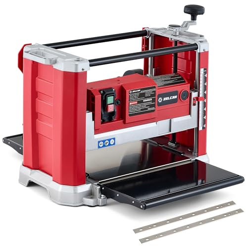ZELCAN Cepilladora de Banco Electrica 33 cm, 2000W con 2 Cuchillas y 20000 Cortes/min, Regruesadora Cepilladora de Sobremesa para Madera, Cepilladora Espesadora para Carpintería Profesional