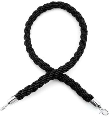 1.5M Twisted Rope Crowd Control Stanchion Twisted Queue Rope Barrier Post Stand for Events Clubs Hotel Bank Hospital (Black)