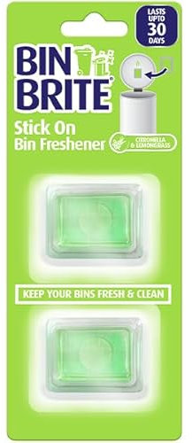 Bin Brite Citronella & Lemongrass Stick-On Bin Freshener Smelling Fresh Dustbins Swing Pedal Air Fragrance 2 Pack X 2