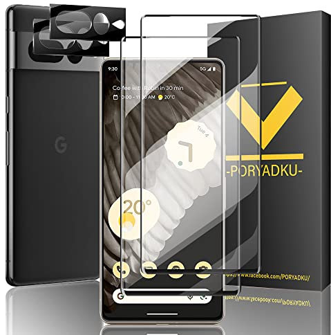 V-PORYADKU Protector de Pantalla para Google Pixel 7 Pro 2 Piezas + Protector de Lente de Cámara 2 Piezas, 3D Cobertura Completa, Sensible al Tacto, HD Transparente Pixel 7 Pro 5G Vidrio Templado-01