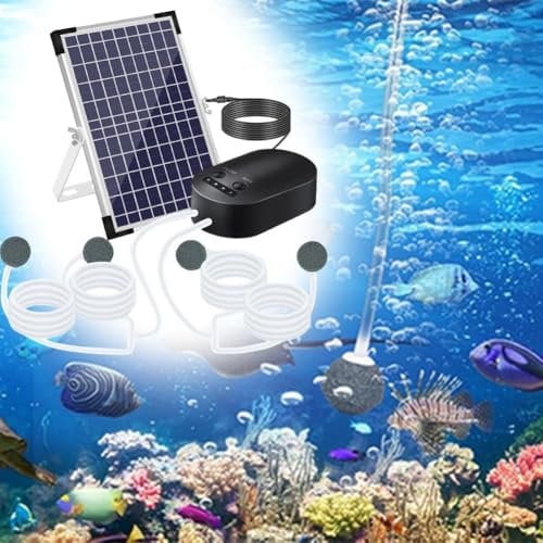 10W Solar Teichbelüfter Solar Teich Luftpumpe für Outdoor Fischteiche mit 4400mAh Akku, 3 Modi für Teich Sauerstoffgenator für Hinterhof Koi Aquakultur
