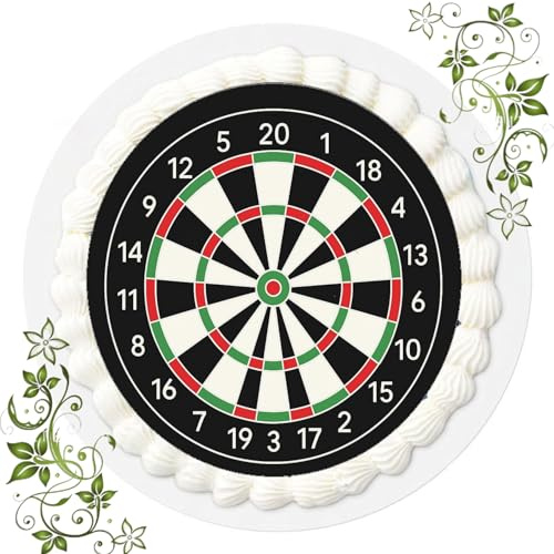 Für den Geburtstag ein Tortenbild, Zuckerbild mit Motiv, Essbares Foto für Torten, Tortenbild, Tortenaufleger Ø 20cm FONDANT gebrauchsfertig Dart Dartscheibe Party Nr: Q 79