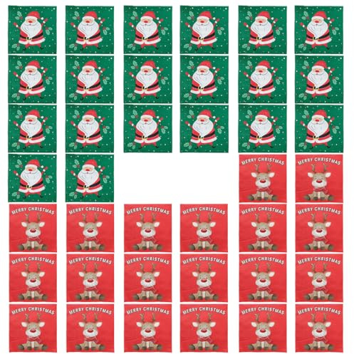 OIXYEY 40 Tovaglioli Natale di Carta Decorati con Stampa Esclusiva,Fiocchi di neve e Albero di Natale,Per Tavola Imbandita,Regali,Cenoni,Decorazioni Natalizie,Feste Familiari e Eventi Special (A)