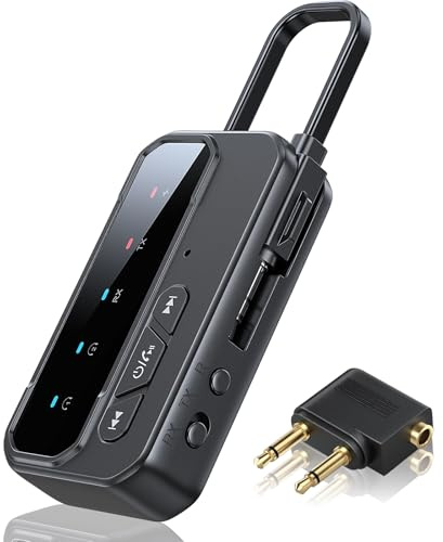 Bluetooth 5.4 Adapter, 2 in 1 Bluetooth Sender und Empfänger Klinke, 3,5mm AUX, Unterstützt Zwei Geräte, Transmitter für Flugzeug, TV, Kopfhörer, Auto, Fitnessstudio, Audio System
