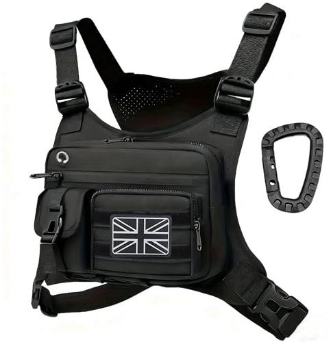 Vdones Running Chest Bag Tactical Water- Resistant Men’s Chest Pack Runners Sport Pouch for Jogging, Cycling, Working, Hiking