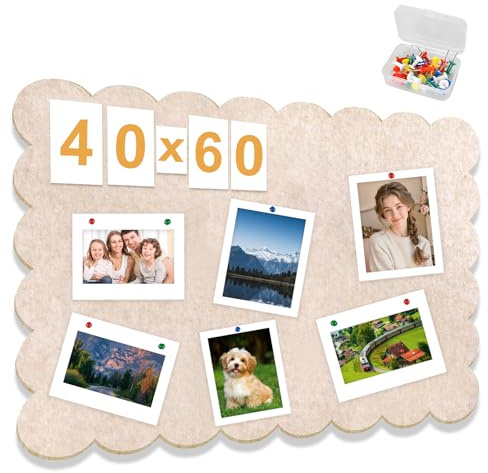 Filz Pinnwand Wellenrand - 90 * 60 cm Faltbare Memo Boards aus Filz, Dekorative Pinnwand für Kinderzimmer für Büro Zuhause Schule Wohnzimmer Küche Wanddeko (Dunkles Kamelbraun)