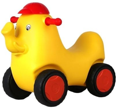 Elefanten-Lauflernwagen und Aufsitzspielzeug mit niedrigem Sitz, gebogener Karosserie, langlebiges Wackelauto for Kleinkinder(Geel)