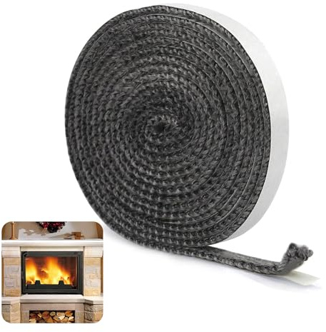 Oaioya 2m Self-Adhesive Fire Rope for Wood Burning Stove Thickness, 15mm x Thickness 2mm, Fiberglass, Heat Resistant, Air Tight Seal for Chimney, Stove Door, Fireplace and Oven Door