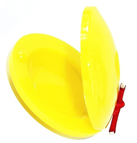 POENVFPO Kinder-Fingerkastagnette, Langlebiges Kunststoff-Musikinstrument, Rhythmus für Kinder, Geeignet für Musiklernen und Eltern-Kind-Interaktion (Yellow)