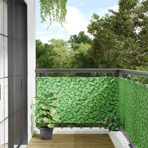 Nqyjm Brise-vue pour balcon, aspect végétal, vert, 600 x 90 cm, en PVC, pour jardin, terrasse, extérieur
