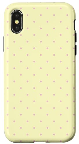 Butter Yellow Light Pink Tiny Polka Dot Cute Aesthetic Case for iPhone X/XS