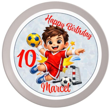 Tortenaufleger Geburtstag Handball 1 Name & Zahl (20cm) Fondant Papier