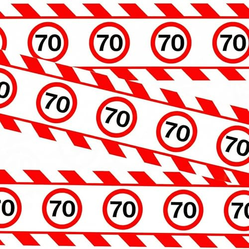 Divertente nastro di chiusura per compleanno | divertente nastro flattern con segnale stradale | decorazione per feste per uomini e donne | idea regalo per il 18° 30° 40° 50° 60° compleanno (70°