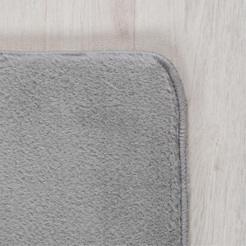 KADIMA DESIGN Wohnzimmerteppich Einfarbig Schlicht Pflegeleicht Elegant Waschbar Langlebig Strapazierfähig Läufer Silber 80x250 cm Schlafzimmer Wohnzimmer Oeko-TEX Zertifiziert | ISAR