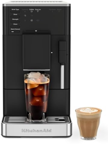 KitchenAid KF2 Kaffeevollautomat 5KES8452 mit Iced Coffee-Funktion, IntelliGrind-Mahlwerk, Panarello-Dampfdüse, LED-Display, 15-18 Bar, Matt Schwarz