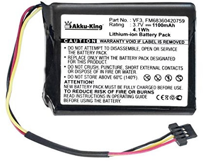 Akku-King Akku kompatibel mit Tomtom VF3, FM68360420759, Maxwell 653443 - Li-Ion 1100mAh - für Quanta, XL IQ Routes, XL Canada 310