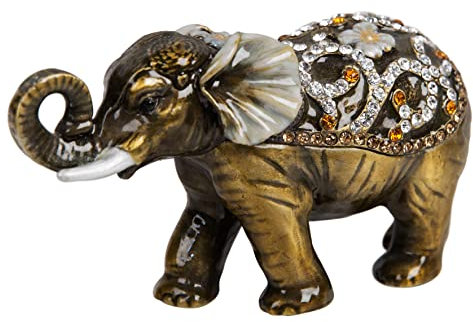Elephant with Curled Trunk Trinket Box - Ornament - Treasured Trinkets