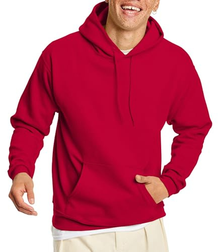 Hanes Men's Pullover EcoSmart Hooded Sweatshirt, Deep Red, X-Large