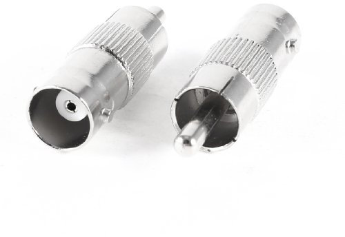 sourcing map 2X Femmina BNC a Maschio RCA F/M Adattatore connettore di Cavo coassiale Argentato