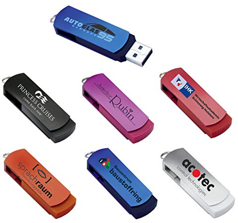 10 Stück Trendiger 4GB USB Stick REFLECTS ARAUCA mit Logo-Druck 5c-Digitaldruck 51814 Farben Bedruckt inkl. Druck, Mehrfarbig (Weiss)