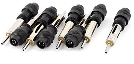 sourcingmap Car CD Radio Stereo Antenna Male Connector Black Silver Tone 8 Pcs