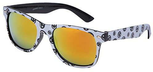 Ciffre EL-Sunprotect® Sonnenbrille Nerdbrille Brille Nerd Feuer Verspiegelt Weiß Schwarz Feuer UV400