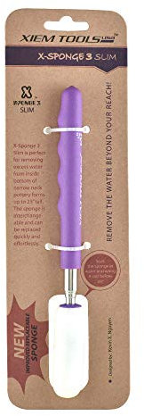 Xiem Tools USA X-Sponge 3, Slim Telescoping Sponge Stick, Extends to 23 inches Long to Remove Excess Water from Tall or Narrow Pottery (XS3SLIM-10328)