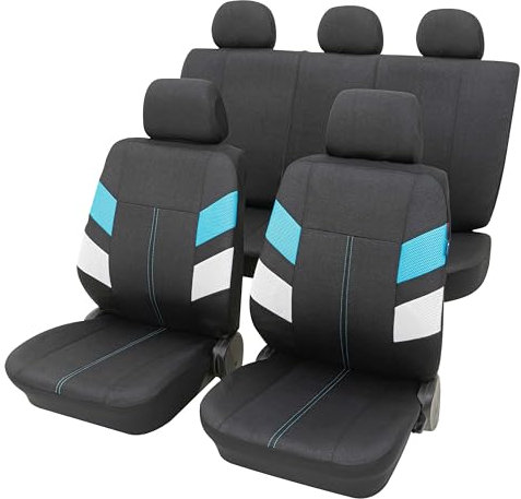 PETEX Auto Sitzbezüge Universal Komplett Set 11-teilig - Maui blau, Eco Class mit SAB 1 Vario
