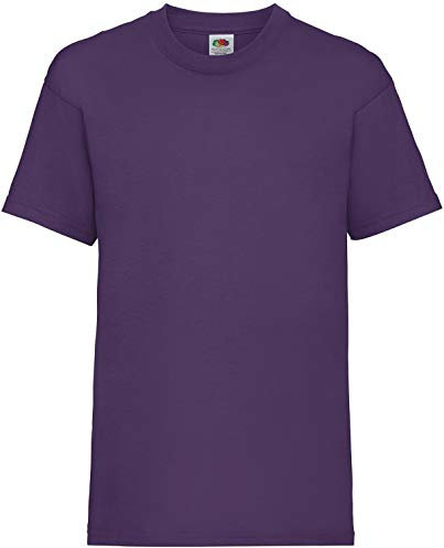 Fruit of the Loom Valueweight T - Maglietta per bambini, unisex, confezione da 10, viola., 10 anni