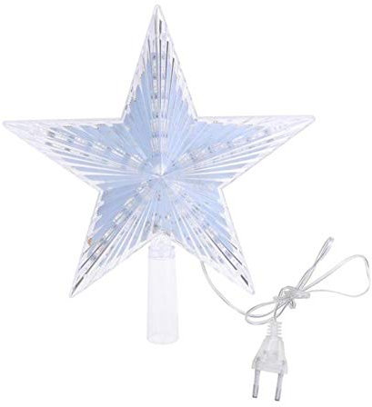 Aisoway Estrella de Navidad Topper de Árbol de Luz LED Cima Ornamento Decoración del Hogar Plug Blanco Cálido