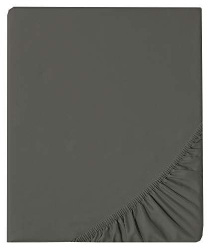 aqua-textil Luxury Bettwäsche zum Kombinieren 180 x 200 cm Spannbettlaken anthrazit grau Baumwolle Mako Satin Bettlaken