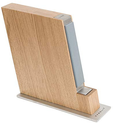 Tyrolit Life Messerblock,aus Eiche, Mit Integriertem Schärfsystem, Magnetischer Messerblock für Küchenmesser, Made In Tirol (Silber)