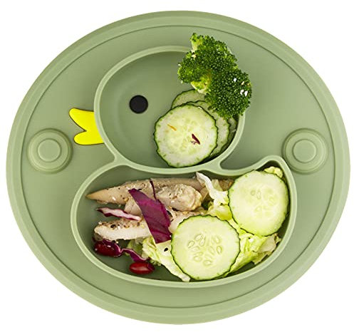 Lightening Silikon, Baby Teller Rutschfeste Saugfütterungsplatte für Kleinkinder Babys Kinder Tischset mit Saugnäpfen BPA-frei, FDA-geprüft, Spülmaschinen-und mikrowellengeeignet