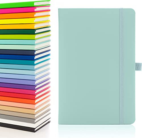 Notes London Eco A5 Notizbuch mit linierten Seiten, Stiftschlaufe, Band, Datumsmarkierungen und Papiertasche, mittleres gebundenes Tagebuch, Notizbuch, nachhaltig angebautes Papier (Pastel Celeste)
