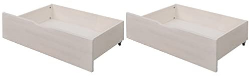 fornera f21 Massivholz Bettkasten Set (2 Stück) (Weiß lasiert)