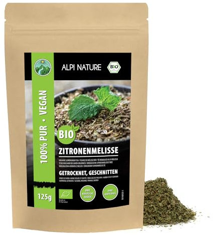 Alpi Nature Melisa Infusión Orgánica 125g, Hojas de Melisa Secas y Cortadas para Infusión, Té Suelto
