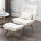chairus Samt Loungesessel Relaxsessel mit Hocker Modern Polsterstuhl Fernsehsessel mit Lendenkissen Lesesessel für Wohnzimmer Balkon (Beige)