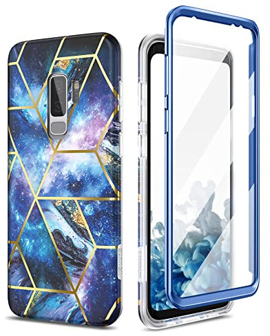 SURITCH Kompatibel mit Samsung Galaxy S9 Plus Hülle Silikon Komplettschutz Handyhülle 360 Grad Hüllen mit Integriertem Displayschutz Schutzhülle für Samsung Galaxy S9 Plus (blau)