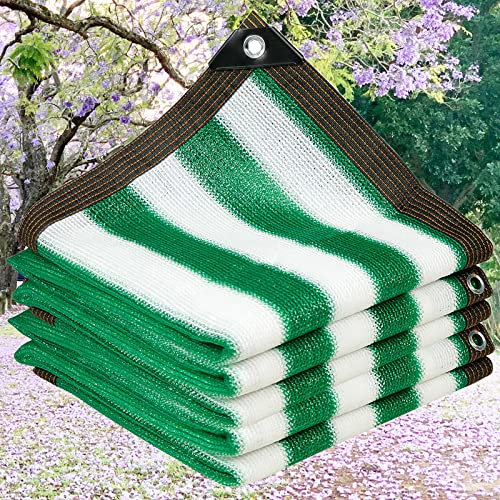 Rete Telo ombreggiante per Recinzione Balcone Oscurante per Giardino 90% Anti-UV Tenda da Sole Esterno 3x7m Vele Parasole Oscurante Verde e Bianco Strisce per Serre Terrazze e Piscine