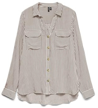 VERO MODA Damen Blusen Hemd Leger mit Brusttaschen Regular Stretch 3/4 Arm Top Oberteil