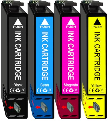 Druckerpatronen 4er-Set kompatibel für Epson 604XL - XP2200 XP3200 WF2950 | 4 XL-Druckerpatronen: 1x Schwarz, 1x Cyan, 1x Magenta und 1x Gelb, mit Chip und Füllstandsanzeige