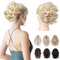 REECHO Pferdeschwanz Haarverlängerung, 23 cm Kurze lockige gewellte Haarklammer Haarteil Pferdeschwänze Haarverlängerungen Haarteile für Frauen Ponytail Extension - Hellblond