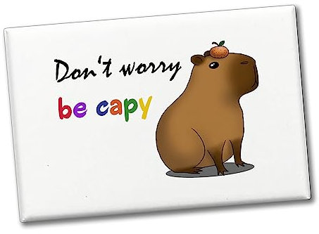 Don’t Worry be capy Souvenir Souvenir Magnet mit süßem Capybara als Souvenir Magnet für Capybarafanatiker mit lustigem Spruch Meme für Kinder und Wasserschwein-Liebhaber