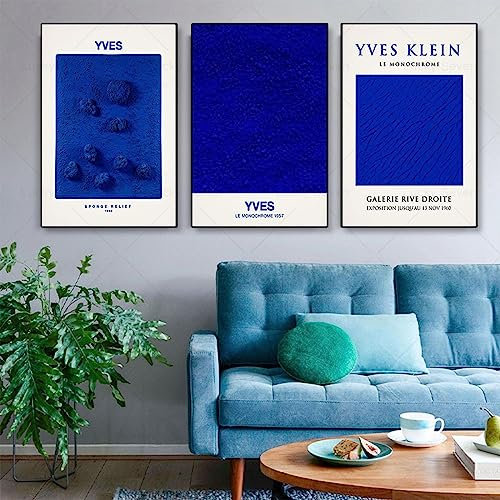 Dittelle Yves Klein-Ausstellungsplakat, blauer Farbklumpen, abstrakte Kunstdrucke, Leinwandgemälde, minimalistische Wanddekoration, 3 x 50 x 27,5 Zoll (50 x 70 cm), ohne Rahmen