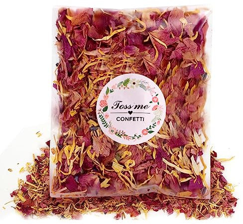 GWAWG Paquets de Confettis Mariage Naturels Jetant des Pétales Fleurs Séchées 100% Naturel1.6 Litres 100g Pétales Rose Jasmin et Lavande,pour la Fabrication Bougies Potpourri Décorations Table Fête