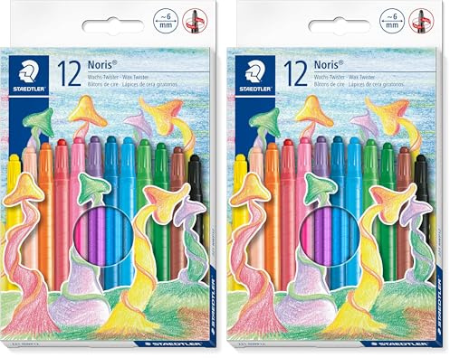 STAEDTLER 221 NWP12 Noris Wax Crayon Twister 6mm - Assorted Colours (Pack of 24)