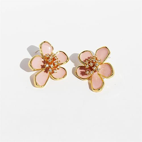 OdDdot Nuovi Orecchini di Fiori di ciliegio Bianco Fiore Rosa Dolce Stile con Petali di zircone Orecchini Gioielli di Compleanno di San Valentino