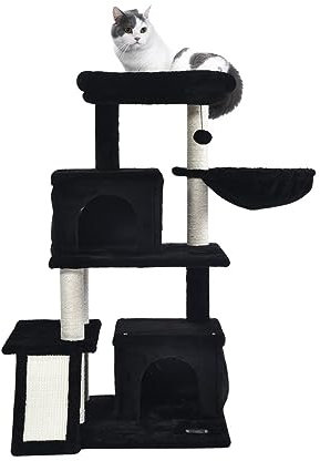 Home Deluxe - Kratzbaum Ruby - Farbe: Schwarz, Maße: 100 x 49 x 49 cm, Material: Polyester/Sisal, Gestell: MDF I Katzenbaum Kratzpfosten Kratzstamm