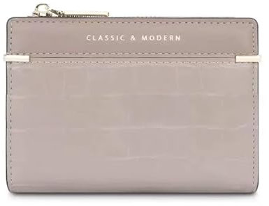 CHAOFANXI Petit Portefeuille Bifold en Cuir pour Femme - Plusieurs Compartiments, S/Brunâtre, Moderne